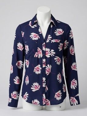 Express Portofino Floral Button Front Blouse Size M